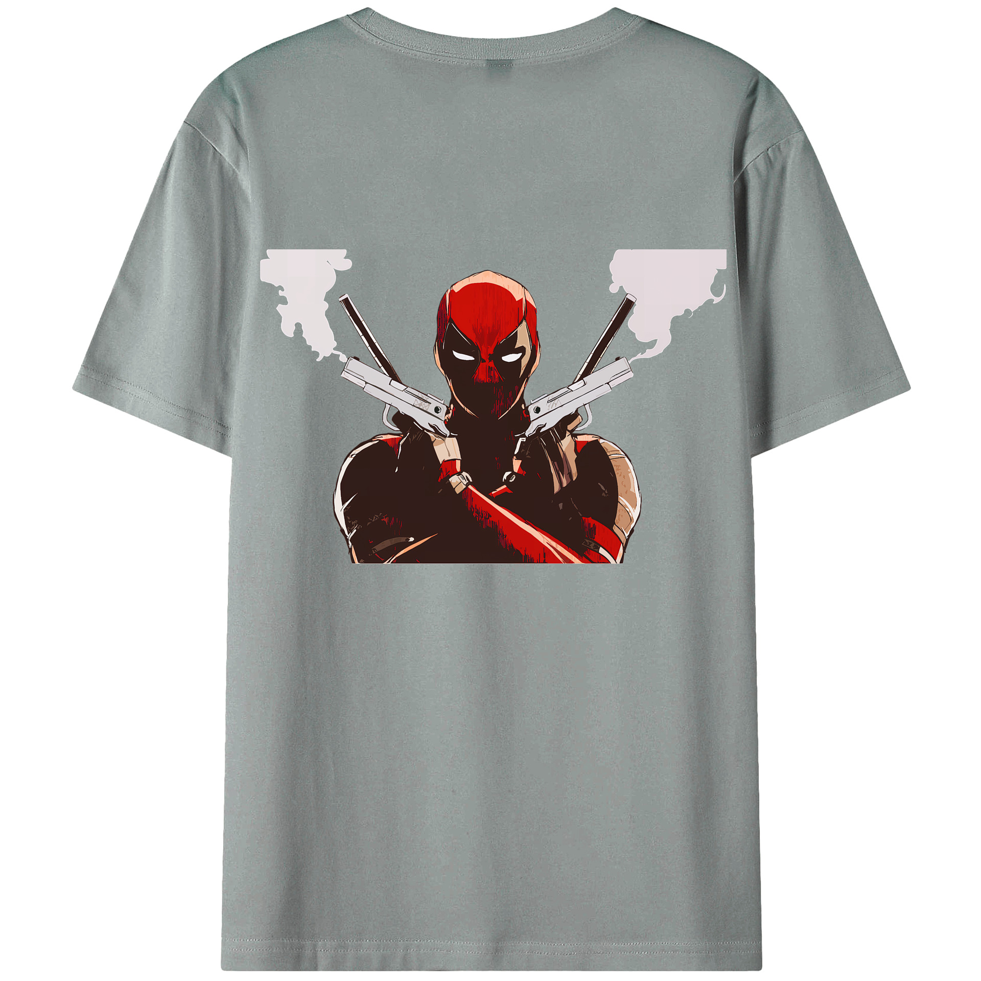 （画像用） Deadpool デッドプール 綿100％ メンズ半袖Tシャツ（バックプリント） 通気性